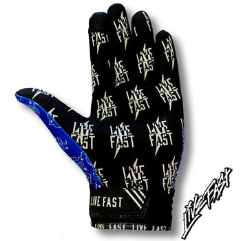 Blue Paisley Live Fast Motocross Gloves & Bike Gloves