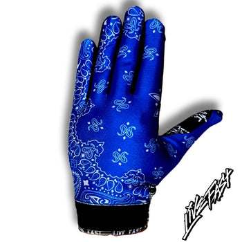 Blue Paisley Live Fast Motocross Gloves & Bike Gloves