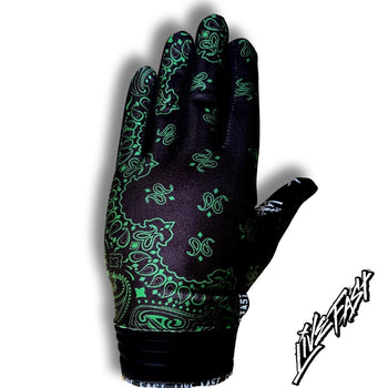 Black with Green Paisley Live Fast Motocross Gloves & Bike Gloves