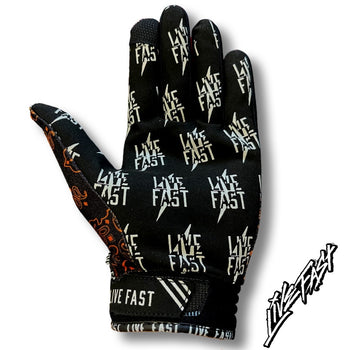 Black & Orange Paisley  Live Fast Mx & Bike Gloves