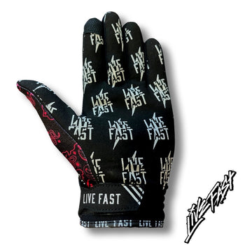 Black & Pink Paisley Live Fast Motocross & Bike Gloves