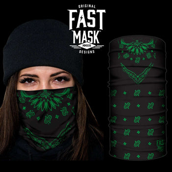 Black & Green Bandana Neck Gaiter