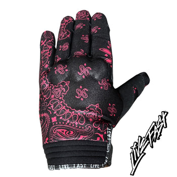 Black & Pink Paisley Motorcycle Gloves