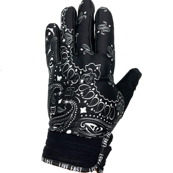 Black & White Paisley Motorcycle Gloves