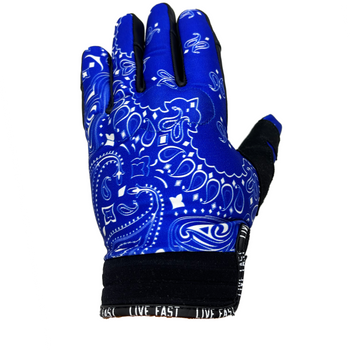 Blue Paisley Live Fast Motorcycle Gloves