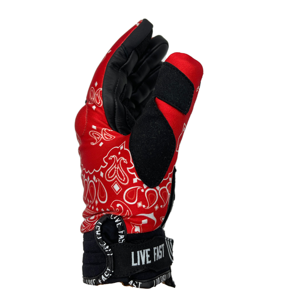 Red top bike gloves