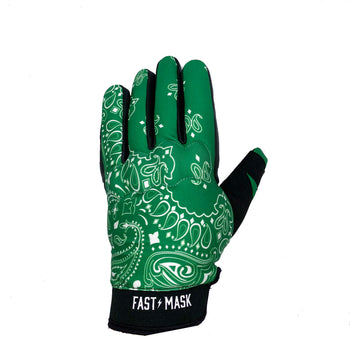 Green and White Paisley Motorcycle Gloves