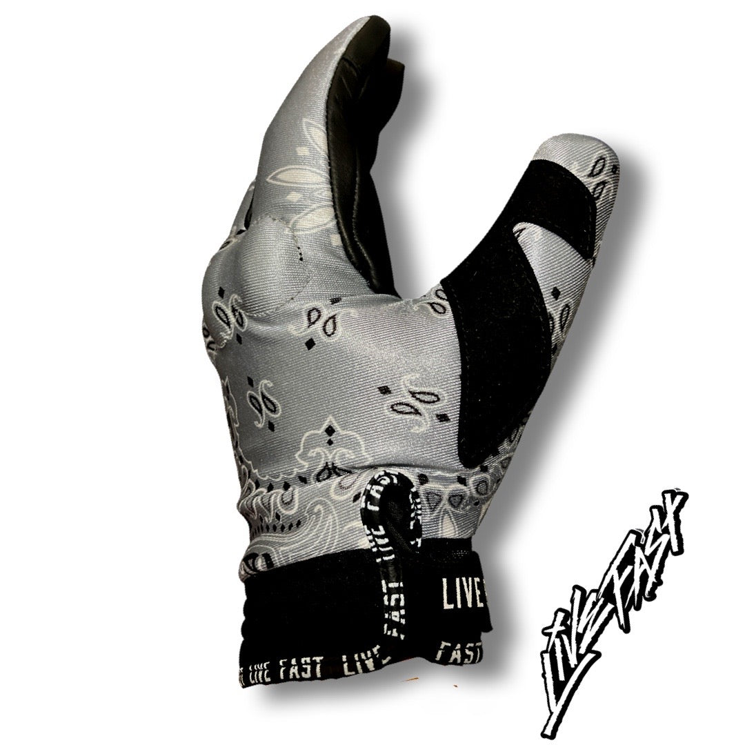 Grey Paisley Motorcycle Gloves - Live Fast Gear