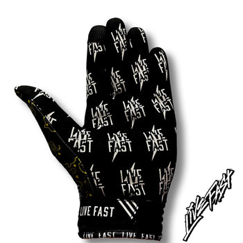 Black & Yellow Paisley Live Fast Motocross & Bike Gloves