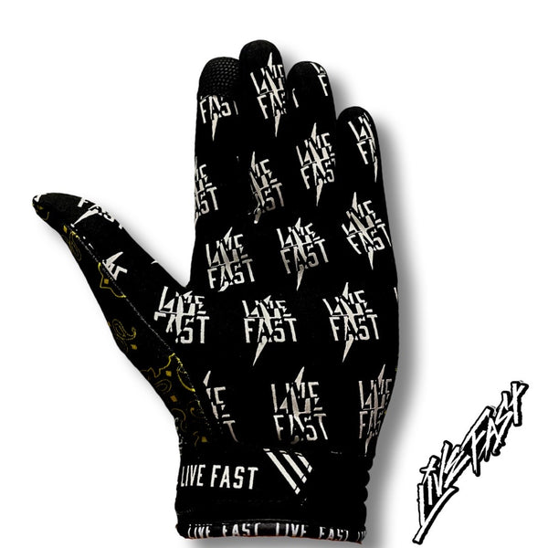 Live Fast Red Paisley Motorcycle Gloves - Touchscreen Men's & Women's Riding Gloves
