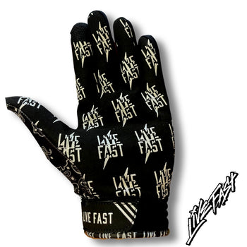 Black & White Paisley Live Fast Motocross & Bike Gloves