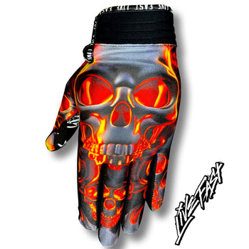 Flaming Skulls Live Fast Motocross Gloves