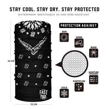 Classic black bandana * Now With Sewn Edges* - Fast Mask