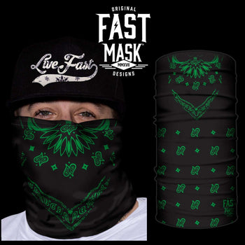 Black & Green Bandana Neck Gaiter