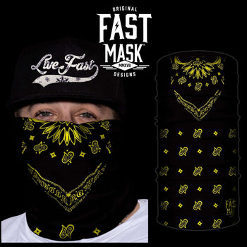 Black & Yellow Paisley Bandana Fast Mask - *Now with Sewn Edges* - Fast Mask