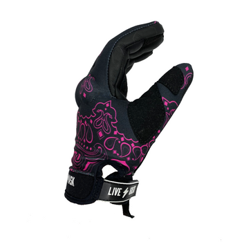 Black & Pink Paisley Motorcycle Gloves