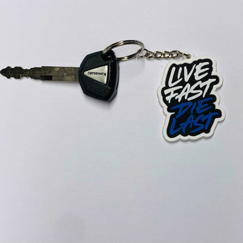 LIVE FAST DIE LAST BLUE KEYCHAIN - Fast Mask