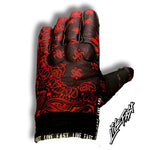 Black & Red Paisley Motorcycle Gloves