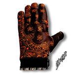 Black & Orange Paisley Motorcycle Gloves