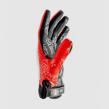 Red & White Paisley Live Fast Motocross & Bike Gloves