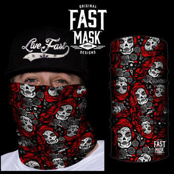 Red Santa Muerte Fast Mask * Now With Sewn Edges* - Fast Mask