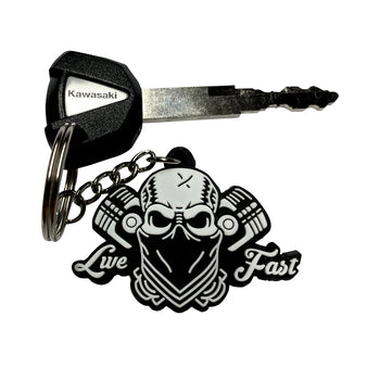 LIVE FAST PISTON SKULL KEYCHAIN - Fast Mask